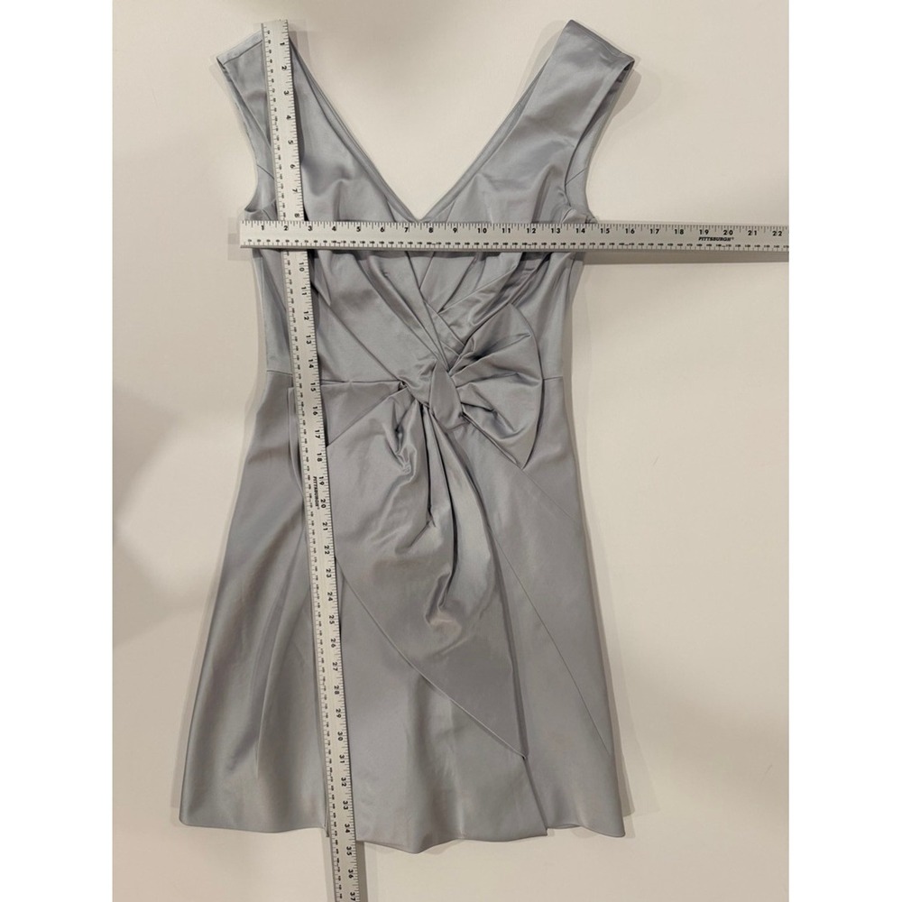 Karen Millen Silver Satin V Neck Bow Front Fit Flare Dress 4 NWOT - Picture 10 of 10